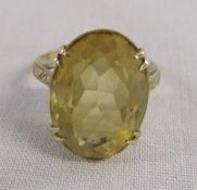 9ct gold citrine ring size N/O Birmingham 1963 weight 5.4g size 13mm x 18mm