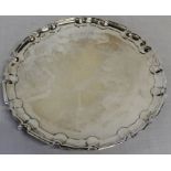 Large silver salver with Chippendale border, London 1907, maker William Hutton & Sons, dia. 30cm,