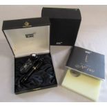 Boxed Montblanc Meisterstuck fountain pen with ink bottle, 18 ct gold nib, complete with paperwork