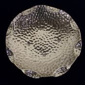 Boxed silver ashtray / dish with planished decoration by the Royal Irish Silver Company, Sheffield