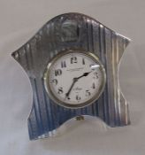 Black Starr & Frost New York silver 8 day clock, marked sterling 1107 13 cm x 12 cm