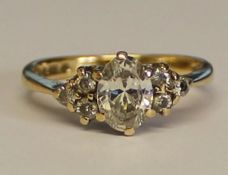 9ct gold seven stone cubic zirconia ring, size k, 2.4g