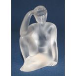 Lalique frosted art glass sculpture "Flore" signed to base, height 9.5cm, with box & paperwork