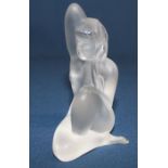 Lalique frosted art glass sculpture "Narcisse" signed to base, height 10cm, with box, booklet &