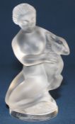 Lalique frosted art glass sculpture "Diane" signed to base, height 12cm, with box & paperwork