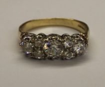 9ct gold seven stone cubic zirconia ring, size N, 2.7g