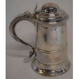 George III silver lidded tankard London 1775 maker Thos Wynne Ht 22cm 26.6ozt