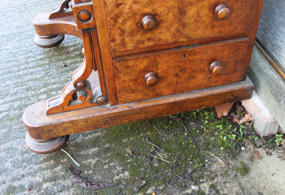 A Victorian burr walnut Davenport desk with rising stationery compartment, pull out adjustable - Image 2 of 8