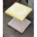 A Victorian hourglass-shape stool, on square base, 15" square, x 18" high