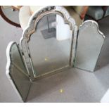 A Venetian style white painted triptych mirror, 31 1/4" wide when fully extended