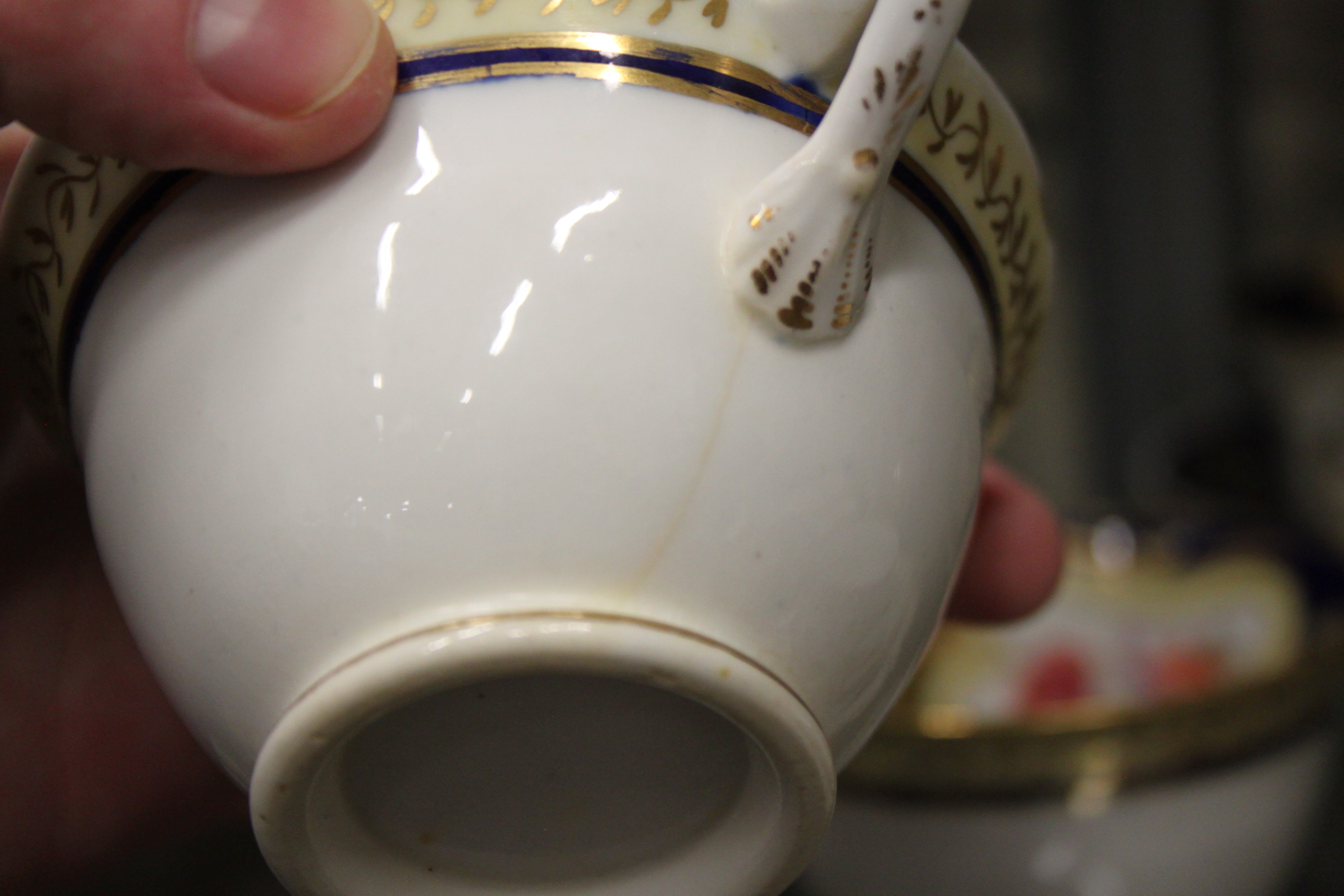 An 18th century English porcelain tea bowl, decorated insects and flowers, a Ridgeway jug with - Image 25 of 29