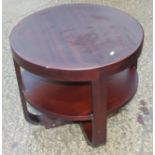An Art Deco design hardwood two-tier occasional table, 26" dia x 24" high, and a smaller similar