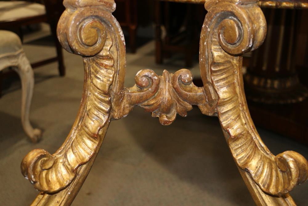 An 18th century carved giltwood serpentine front Brescia marble topped console table, 41" wide x - Image 3 of 16