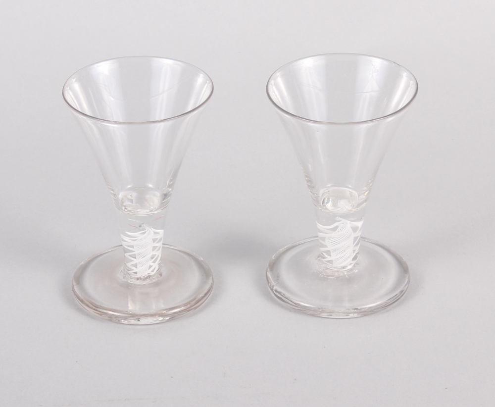 A pair of cotton twist stemmed firing glasses, 4 1/2" high (chip to rim) - Image 3 of 5
