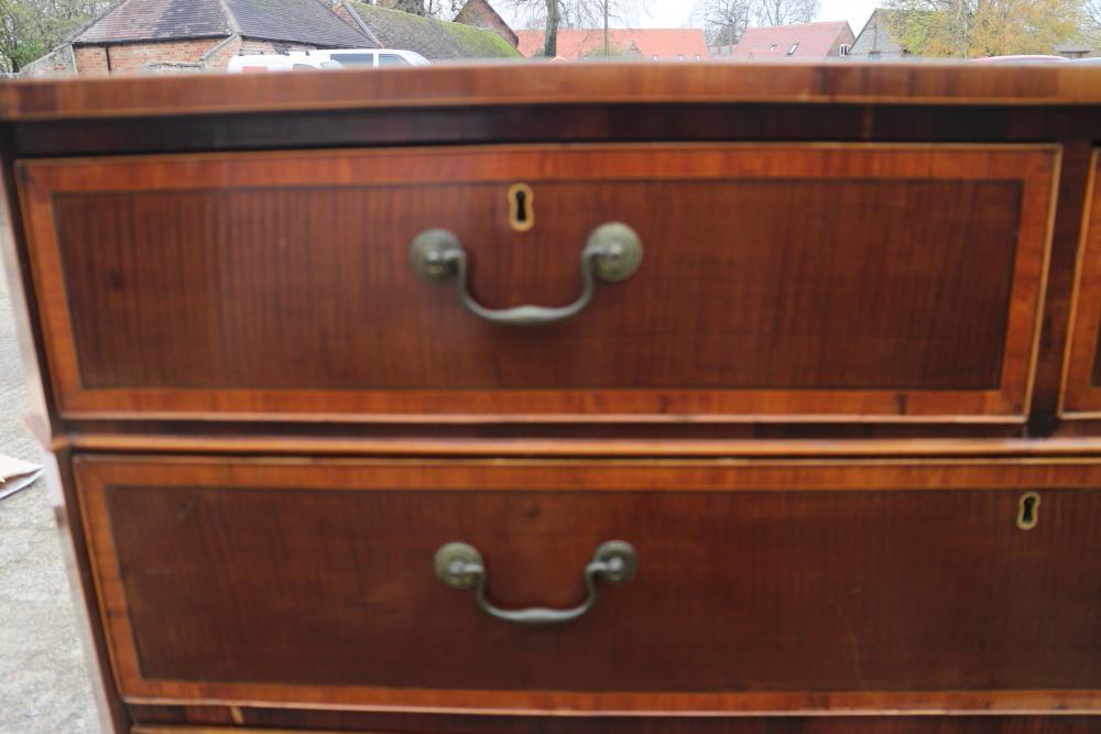 An Adam revival mahogany and kingwood banded box line inlaid commode of two short and three long - Image 3 of 5