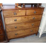 A 19th century mahogany chest of two short and three long drawers, fitted ring handles, on bracket