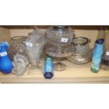 A cut glass globular vase, a pair of tapering vases and other glassware, various