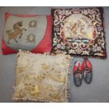 Three 19th century needlepoint cushions