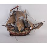 A painted wood model galleon, Santa Maria, 31" long