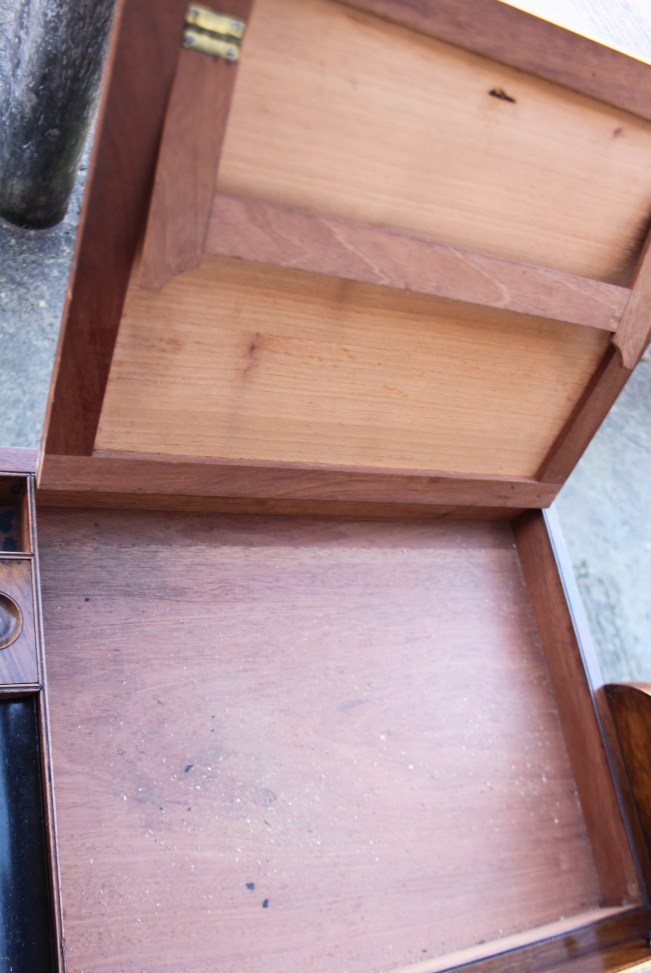A Victorian burr walnut Davenport desk with rising stationery compartment, pull out adjustable - Image 7 of 8