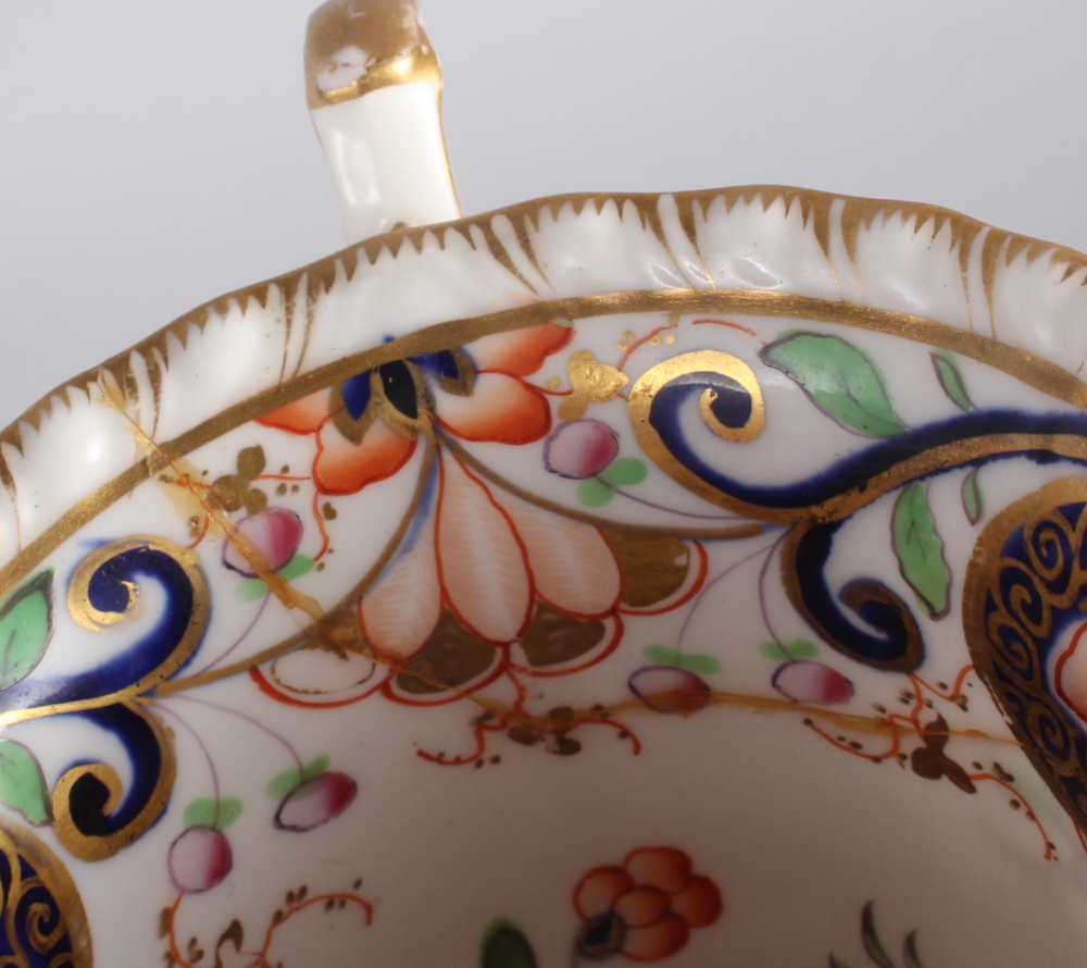 A 19th century English porcelain part tea service for six, in the Imari palette with gilt highlights - Image 5 of 6