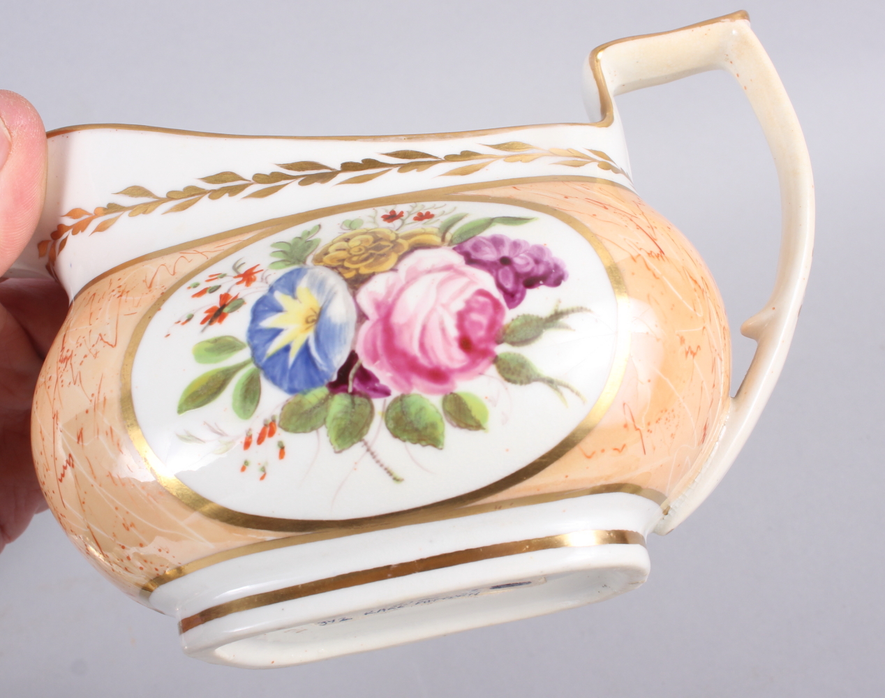 An 18th century English porcelain tea bowl, decorated insects and flowers, a Ridgeway jug with - Image 9 of 29