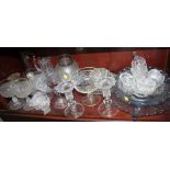 Three opaque glass wines, a pair of candlesticks, glass salts, jugs and other items
