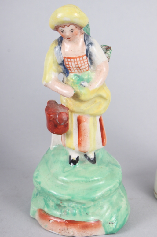 A Derby figure of a woman, 10" high, and two smaller figures (damages) - Image 6 of 12