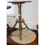 A late 19th century giltwood and alabaster oval top occasional table, on tripod support, 18 1/2"