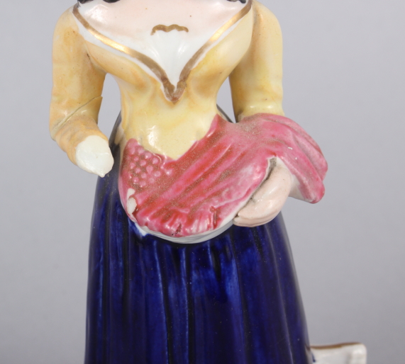 A Derby figure of a woman, 10" high, and two smaller figures (damages) - Image 10 of 12