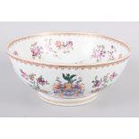 A Sampson Paris bowl with armorial, floral and gilt decoration, 9" dia