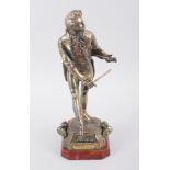 After Barthelemy - A bronzed figure of a young man with a violin, "Premiere" Lecon", 12" high