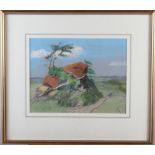 Paul Cherrington: pastels, "Les Briques", 9 1/2" x 13", in gilt frame, and a watercolour mountain