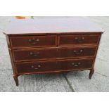 An Adam revival mahogany and kingwood banded box line inlaid commode of two short and three long