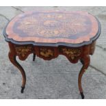 A 19th century Italian rosewood Chinoiserie inlaid and kingwood banded shape top centre table with
