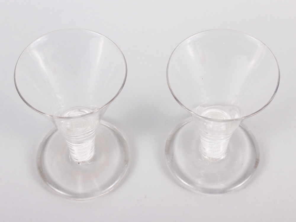 A pair of cotton twist stemmed firing glasses, 4 1/2" high (chip to rim) - Image 2 of 5