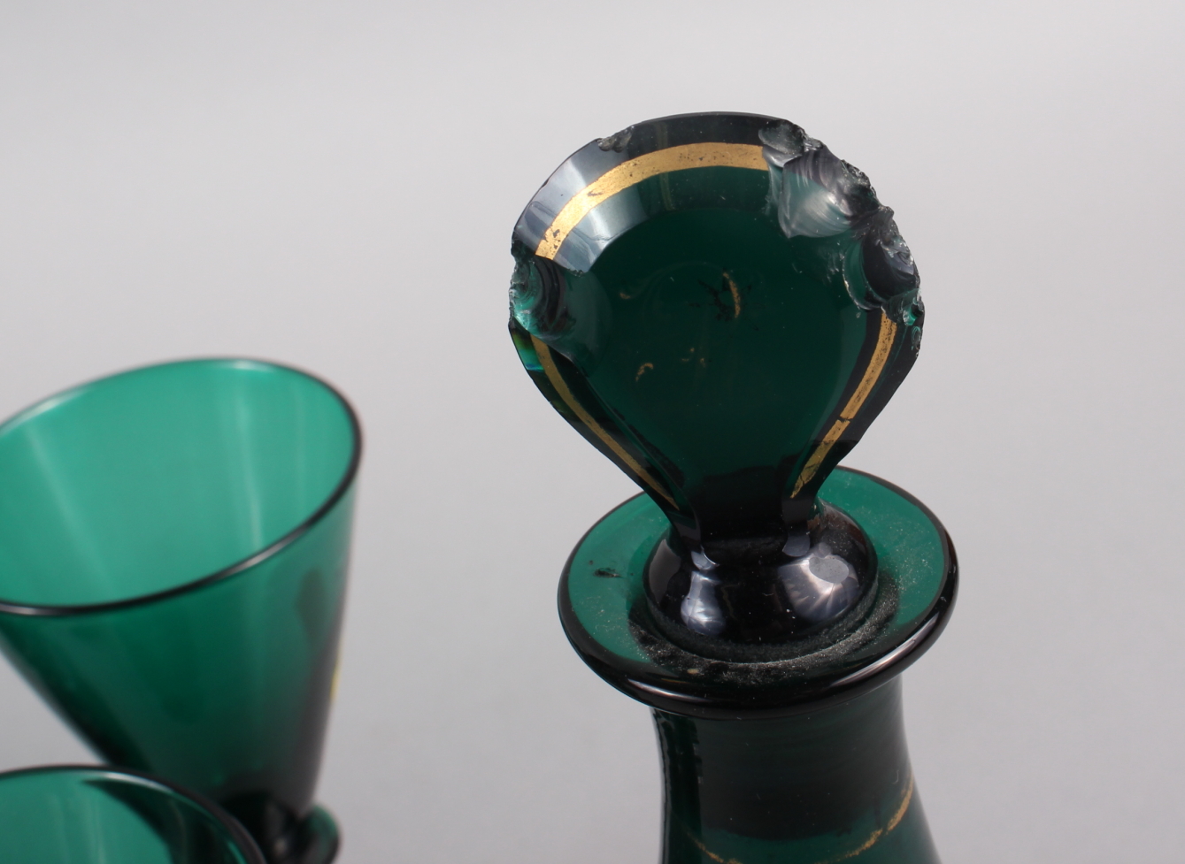 A set of six 19th century green glass conical wines, an early 19th century green glass rum - Image 4 of 5