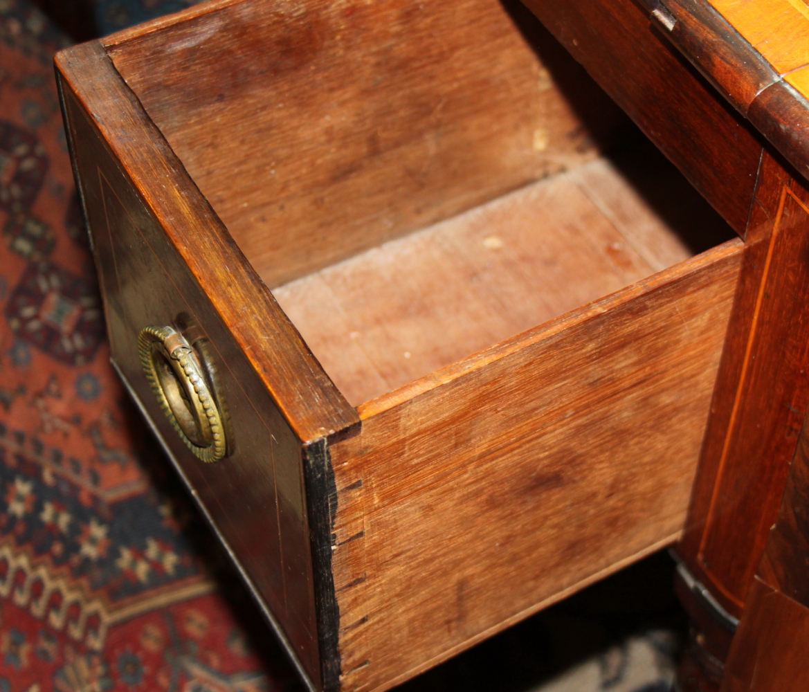 A mid 19th century mahogany and satinwood banded washstand with lift-up top and fitted interior, - Image 2 of 2