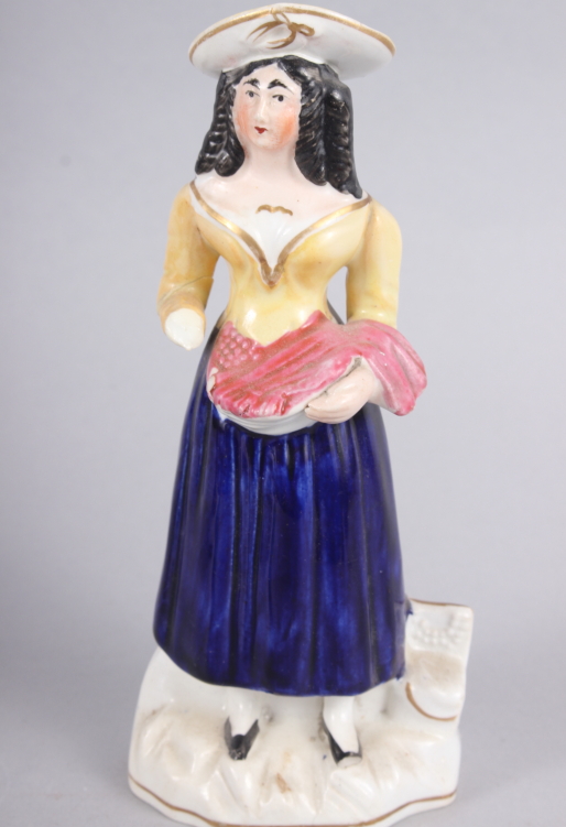 A Derby figure of a woman, 10" high, and two smaller figures (damages) - Image 9 of 12