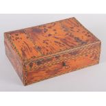 A tortoiseshell and marquetry decorated two-section workbox, 11 3/4" wide x 7 3/4" deep x 4" high (