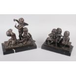 Juan Clara: a bronzed figure group of three children sitting, 7" high x 10" wide, and another