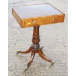 A 19th century mahogany occasional table, fitted one drawer, on turned column and quadruple splay