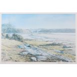 Thomas Bush Hardy: a colour print, view of Criccieth Castle, Leuan Williams: a colour print, view of