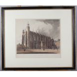 Westall: four 19th century coloured aquatints, views of Eton College, in ebonised and gilt frames