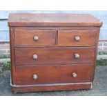 A Victorian mahogany chest of two short and two long drawers, on block base, 40 1/2" wide x 18" deep