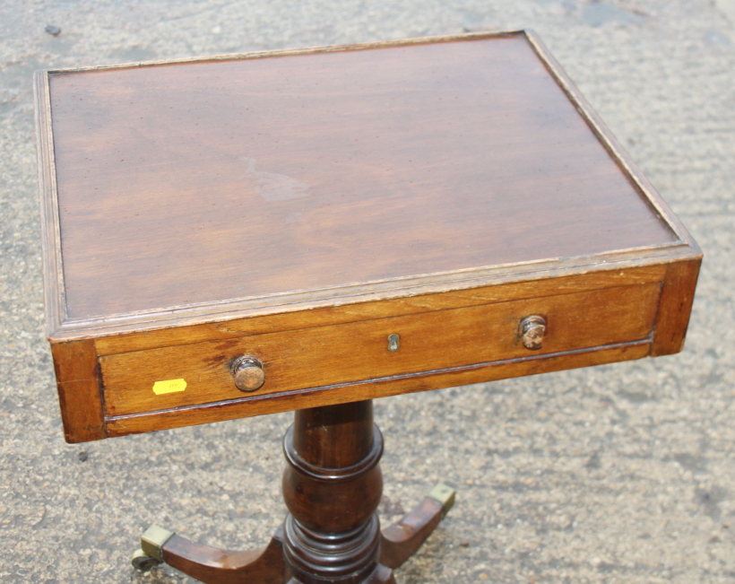 A 19th century mahogany occasional table, fitted one drawer, on turned column and quadruple splay - Image 2 of 2