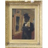 H T M: a late Victorian oil on canvas, "Two Nocturnes in black and gold and a Whistler" inscribed