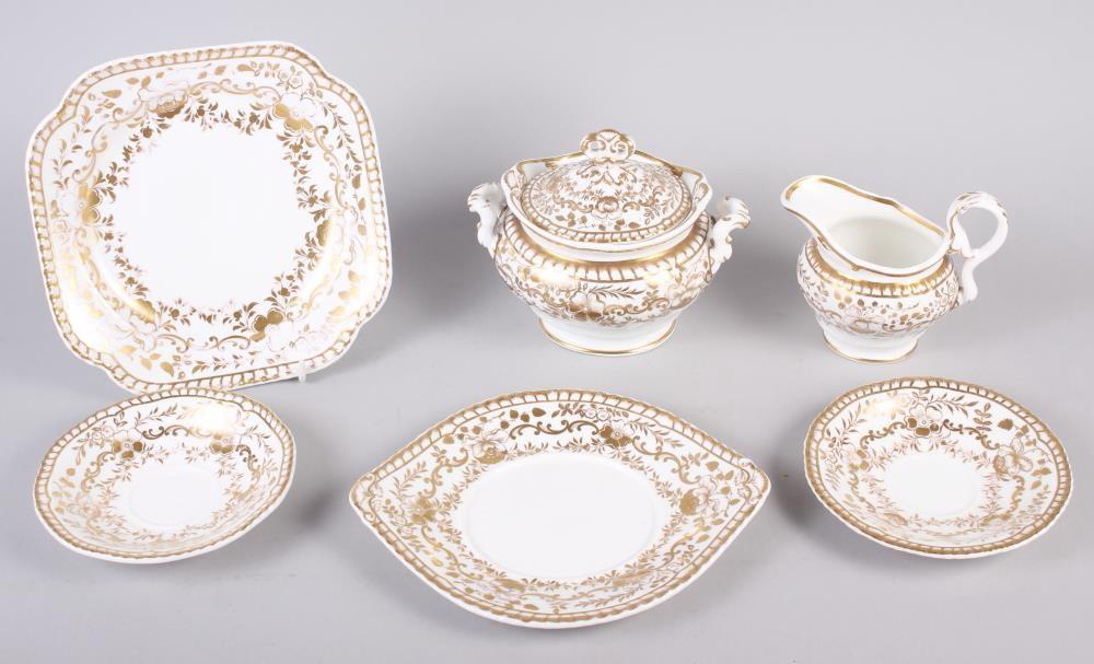 A Spode feldspar bone china and gilt decorated part tea service