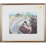 M Lemmey?: watercolour winter study, 10 3/4" x 13 3/4", in wash line mount and strip frame, a