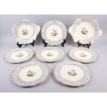 A Rockingham porcelain part dessert service, comprising six plates and two dessert dishes with